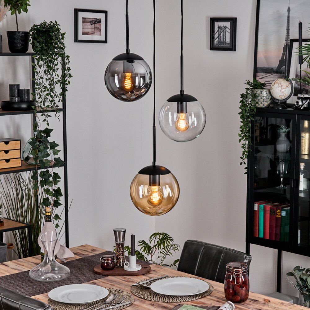 Gastor Hanglamp, Kogellampje Amber, Duidelijk, Rookkleurig, 3-lichts main product photo