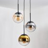 Gastor Hanglamp, Kogellampje Amber, Goud, Duidelijk, Rookkleurig, 3-lichts