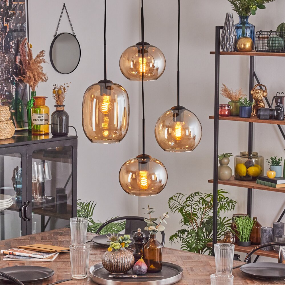 Soutinho Hanglamp, Kogellampje Amber, 4-lichts main product photo