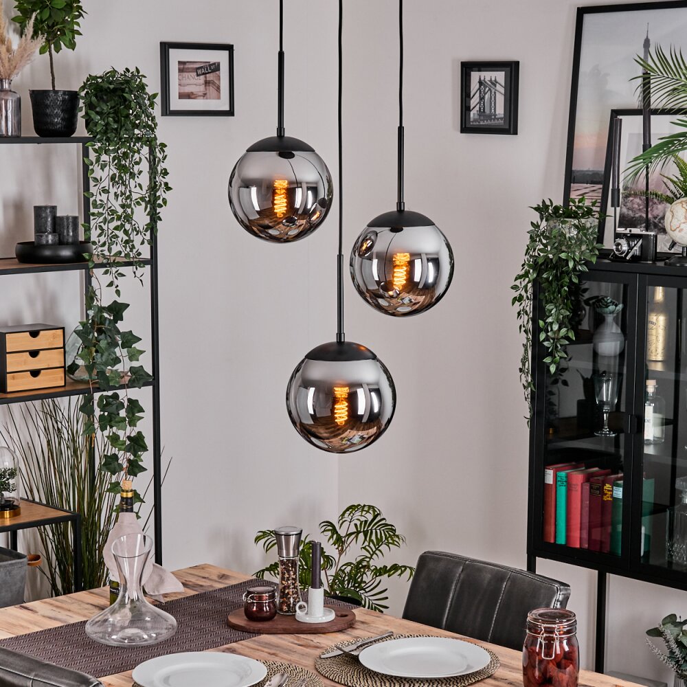 Gastor Hanglamp, Kogellampje Chroom, Rookkleurig, 3-lichts main product photo