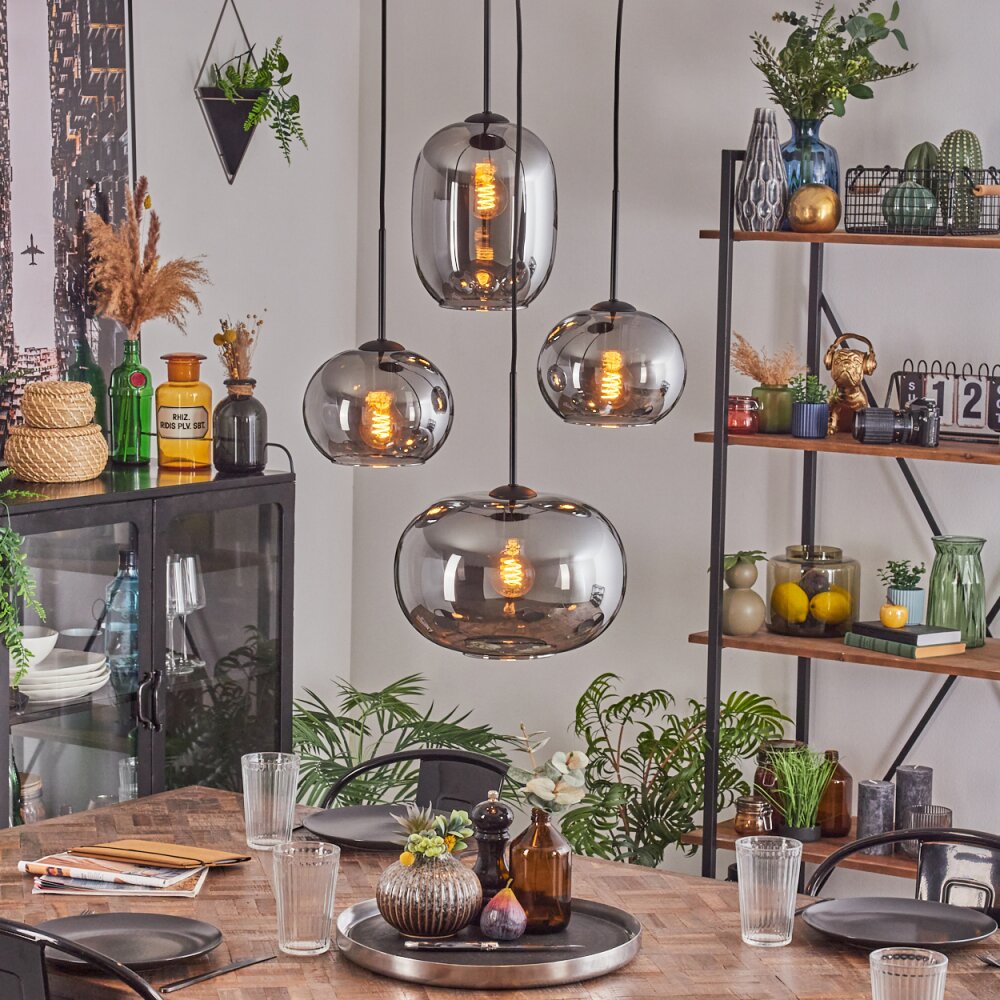 Apedo Hanglamp, Kogellampje, Hanglamp Rookkleurig, 4-lichts main product photo