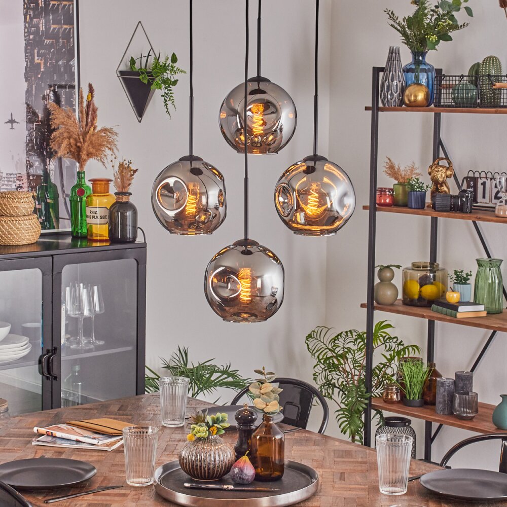 Ripoll Hanglamp, Kogellampje, Hanglamp Chroom, Rookkleurig, 4-lichts main product photo