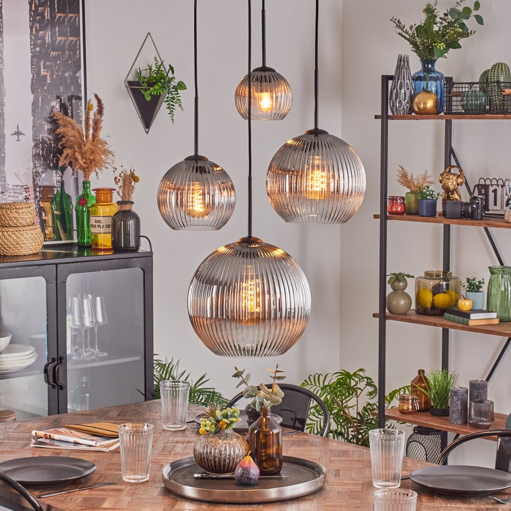 Koyoto Hanglamp, Kogellampje, Hanglamp Duidelijk, Rookkleurig, 4-lichts main product photo
