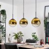 Gastor Hanglamp, Kogellampje, Hanglamp Goud, Duidelijk, 3-lichts