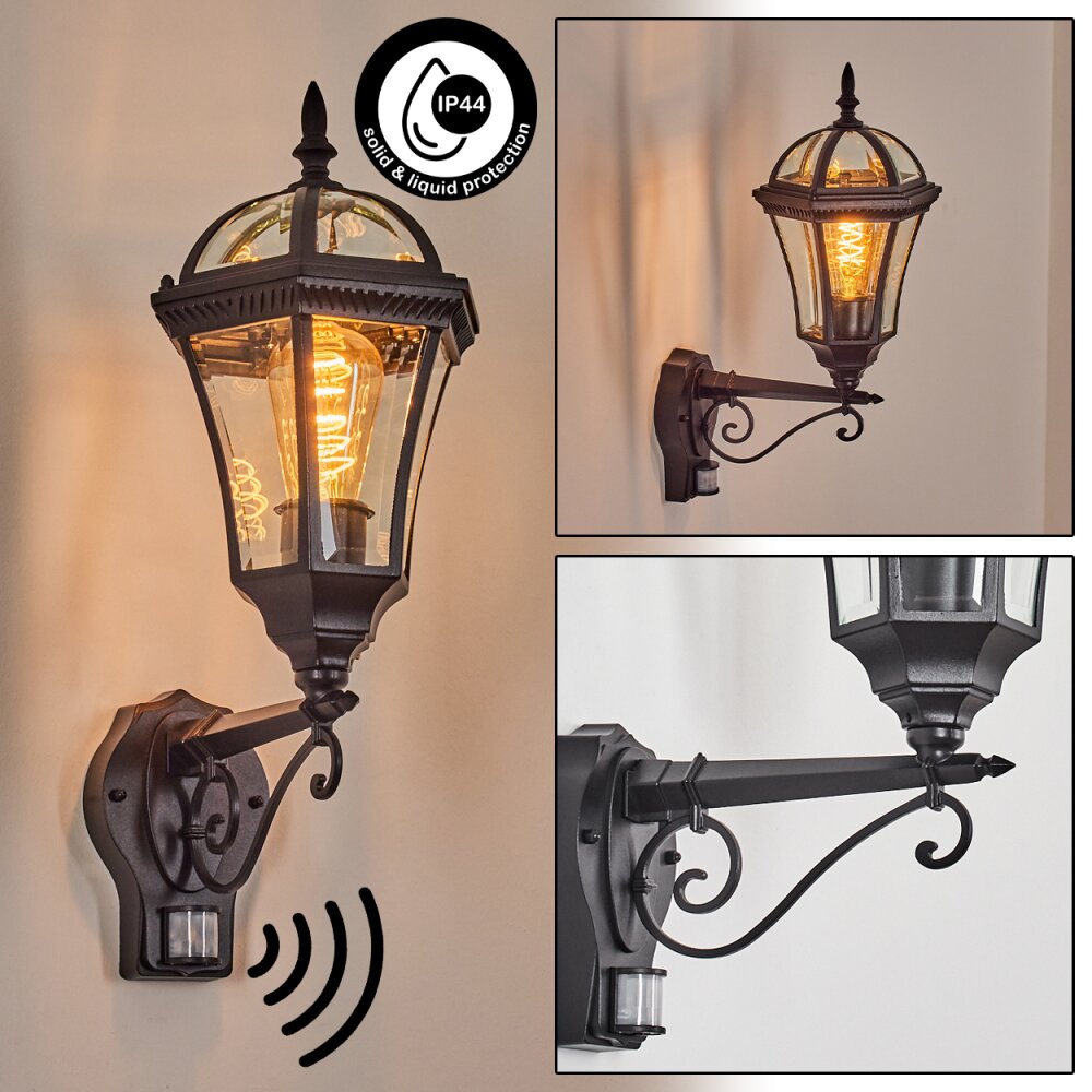 Lavajo Buitenlicht, Wandlamp voor buiten Zwart, 1-licht, Bewegingsmelder main product photo