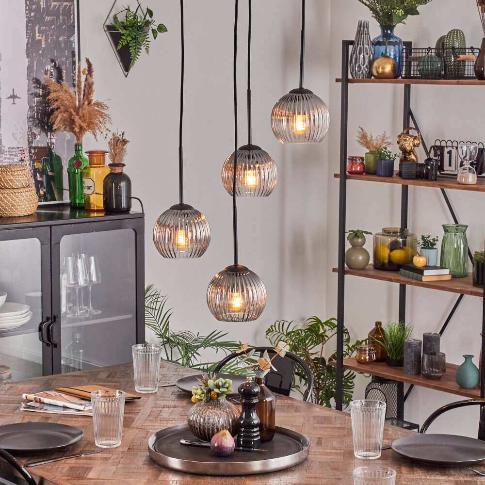 Koyoto Hanglamp, Kogellampje, Hanglamp Duidelijk, Rookkleurig, 4-lichts main product photo