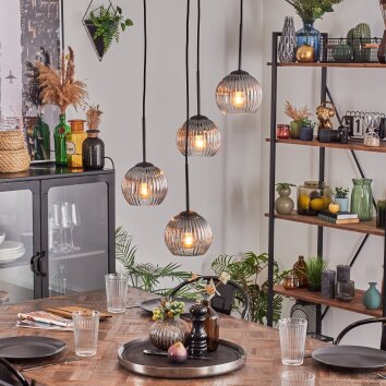 Koyoto Hanglamp, Kogellampje, Hanglamp Duidelijk, Rookkleurig, 4-lichts