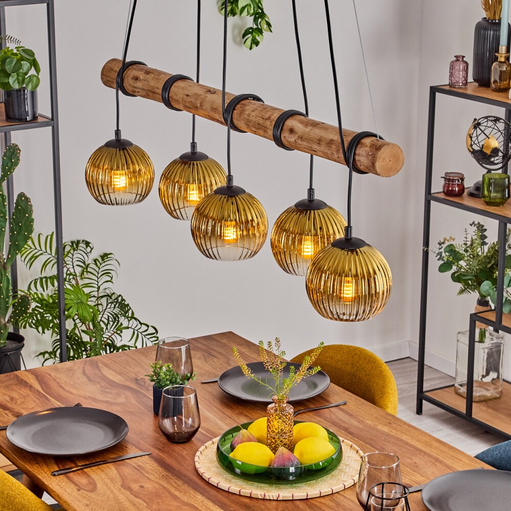 Koyoto Hanglamp, Kogellampje, Hanglamp Natuurlijke kleuren, Zwart, 5-lichts main product photo