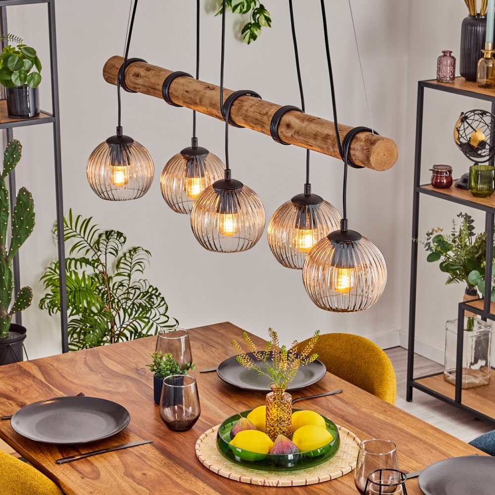 Koyoto Hanglamp, Kogellampje, Hanglamp Natuurlijke kleuren, Zwart, 5-lichts main product photo