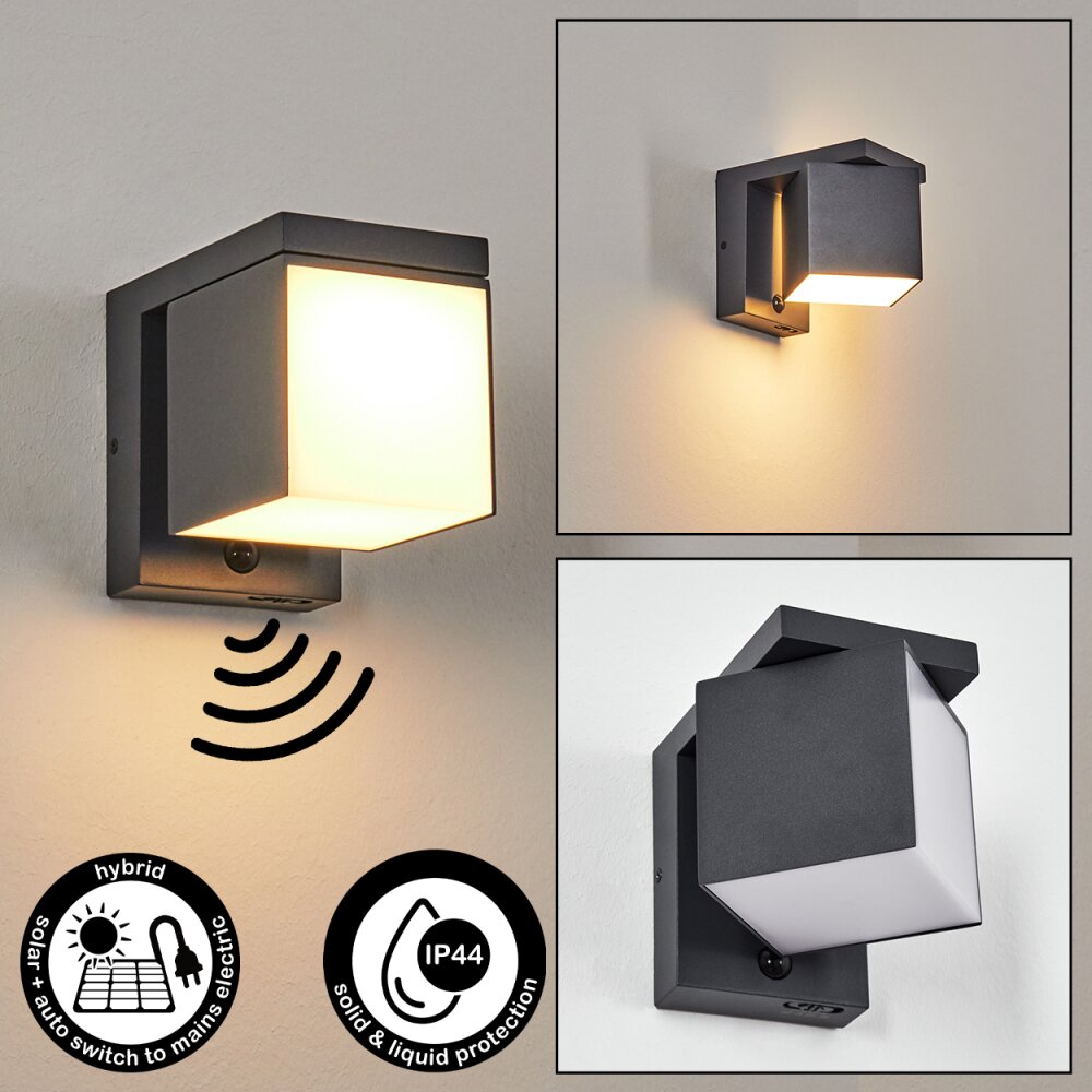 Pocilgas Wandlamp voor buiten, Muurspot LED Antraciet, 1-licht, Bewegingsmelder main product photo