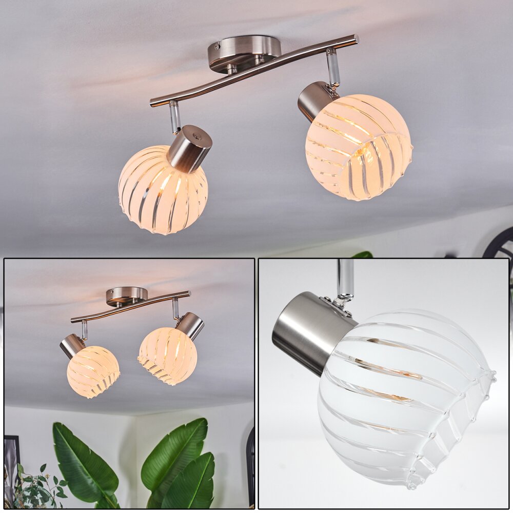 Dysted Plafondlamp, Kogellampje Nikkel mat, 2-lichts main product photo