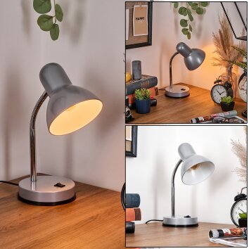 Werup Tafellamp, Leeslamp Zilver, 1-licht Werup Tafellamp, Leeslamp Zilver, 1-licht