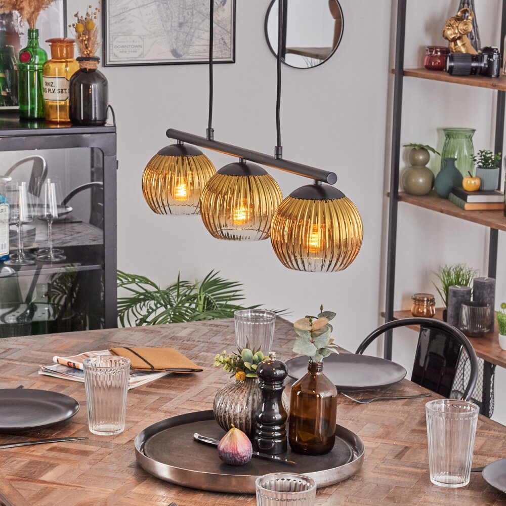 Koyoto Hanglamp, Kogellampje, Hanglamp Goud, Duidelijk, 3-lichts main product photo