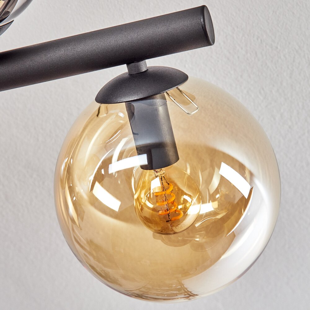 Gastor Plafondlamp, Kogellampje Amber, Rookkleurig, 10-lichts