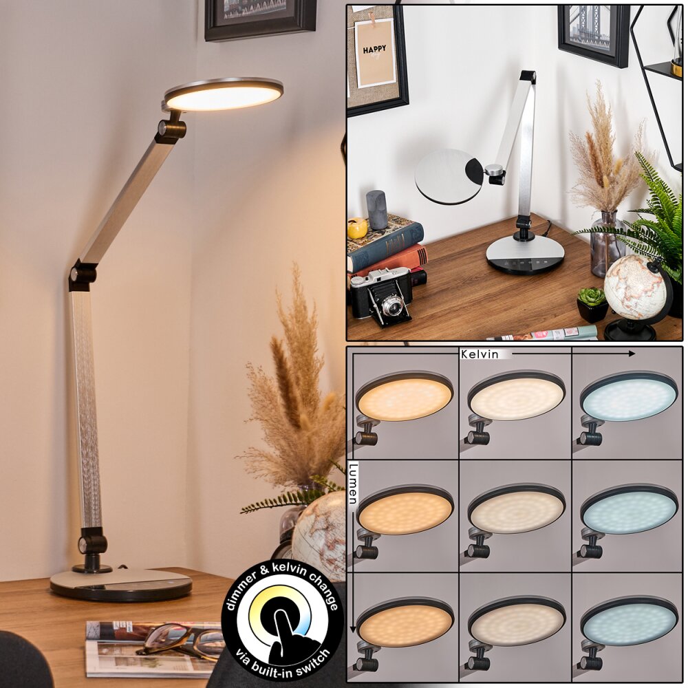 Aldeias Bureaulamp, Tafellamp, Leeslamp LED Zwart, Zilver, 1-licht main product photo