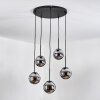 Gastor Hanglamp, Kogellampje, Hanglamp Chroom, Rookkleurig, 5-lichts
