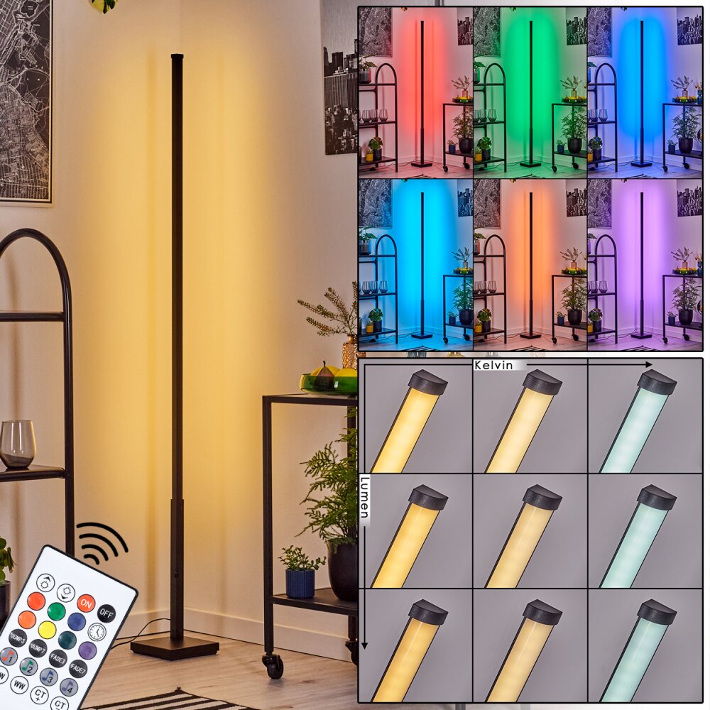 Uglestrup Staande lamp LED Zwart, 1-licht, Afstandsbediening, Kleurwisselaar main product photo