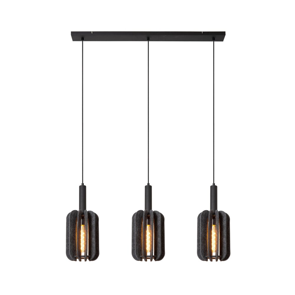 Lucide RAFAL Hanglamp Zwart, 3-lichts main product photo