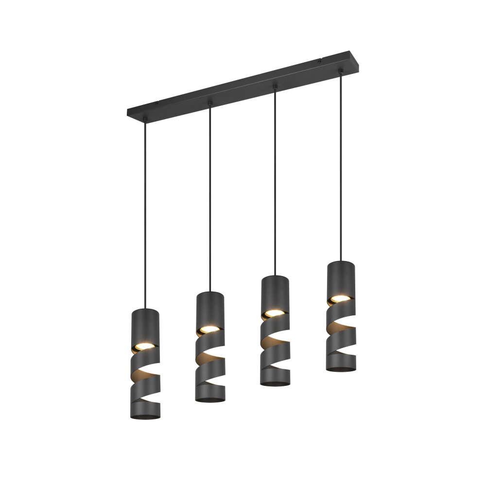 Trio verlichting Stream Hanglamp Zwart, 4-lichts main product photo
