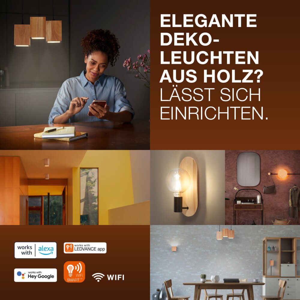 Ledvance DECOR Wand- en plafondlamp LED houtlook, 1-licht