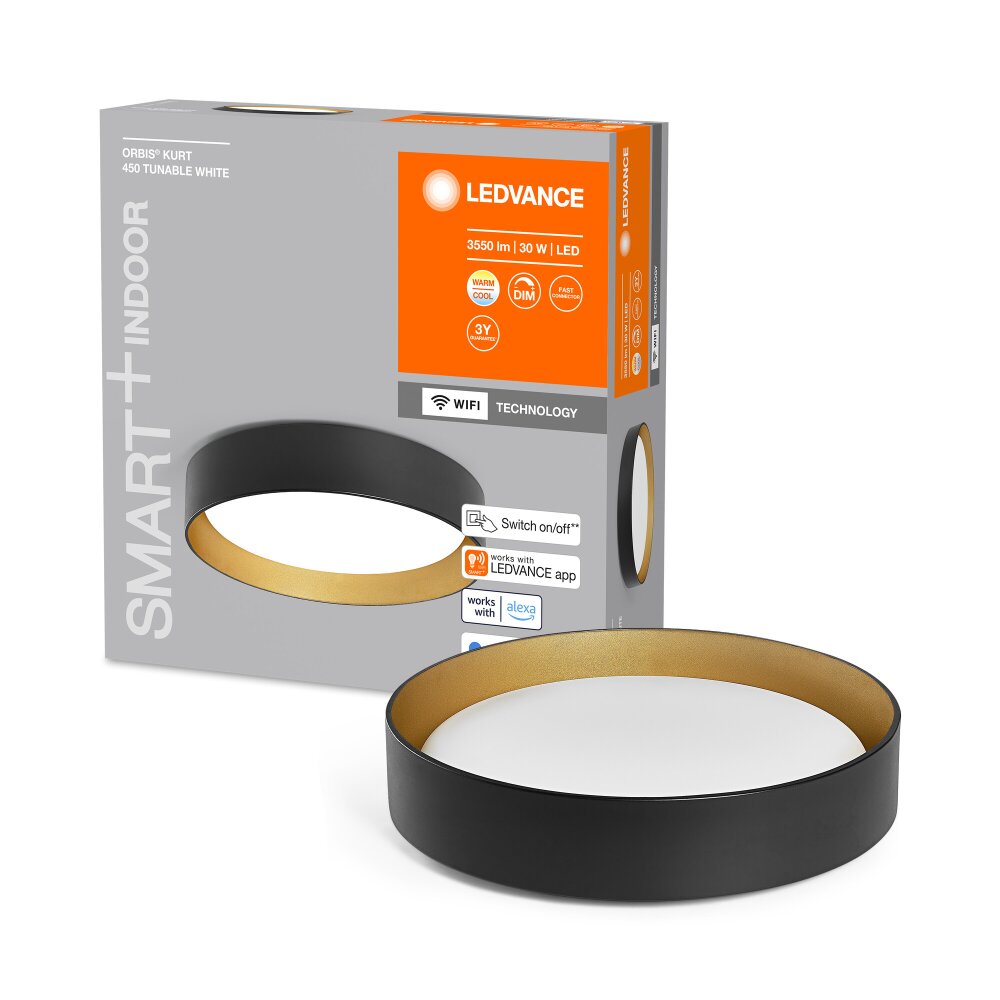 Ledvance ORBIS Wand- en plafondlamp LED Goud, Zwart, 1-licht main product photo