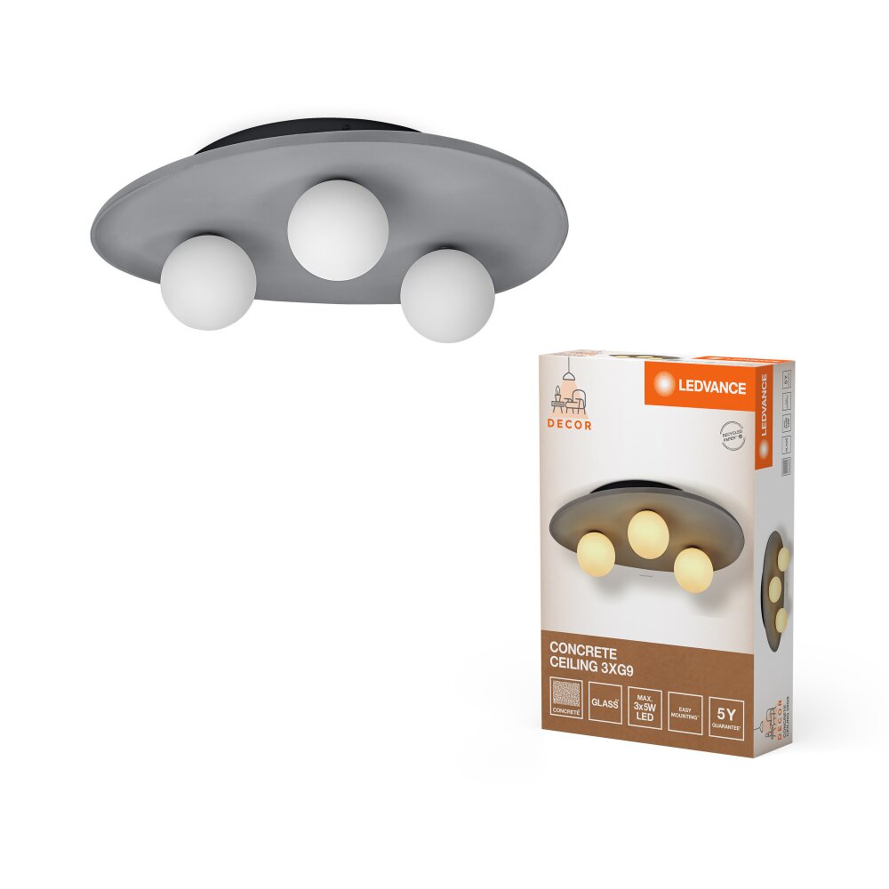 Ledvance DECOR Wand- en plafondlamp Grijs, 3-lichts main product photo
