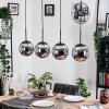 Gastor Hanglamp, Kogellampje, Hanglamp Chroom, Rookkleurig, 4-lichts
