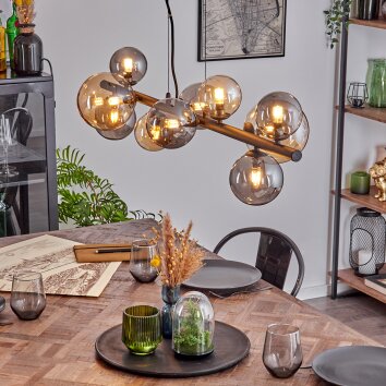 Chehalis Hanglamp, Kogellampje, Hanglamp Amber, Rookkleurig, 10-lichts