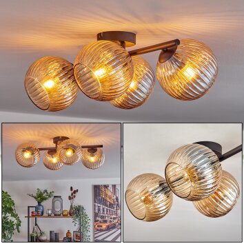 Koyoto Plafondlamp, Kogellampje Amber, 4-lichts