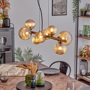 Chehalis Hanglamp, Kogellampje, Hanglamp Amber, 8-lichts
