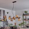 Koyoto Hanglamp, Kogellampje, Hanglamp Amber, Chroom, Rookkleurig, 8-lichts