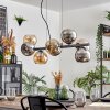 Koyoto Hanglamp, Kogellampje, Hanglamp Amber, Chroom, Rookkleurig, 8-lichts