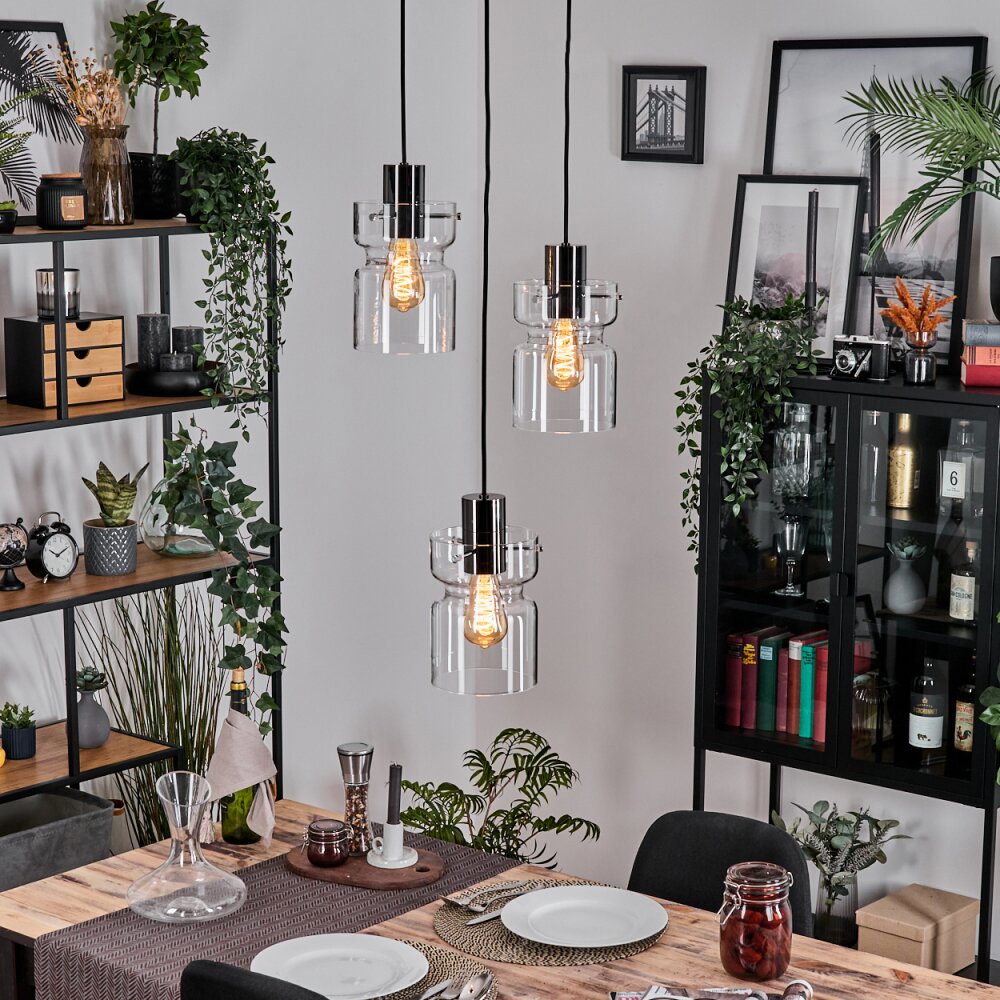 Hasvik Hanglamp, Hanglamp Chroom, Zwart, 3-lichts main product photo
