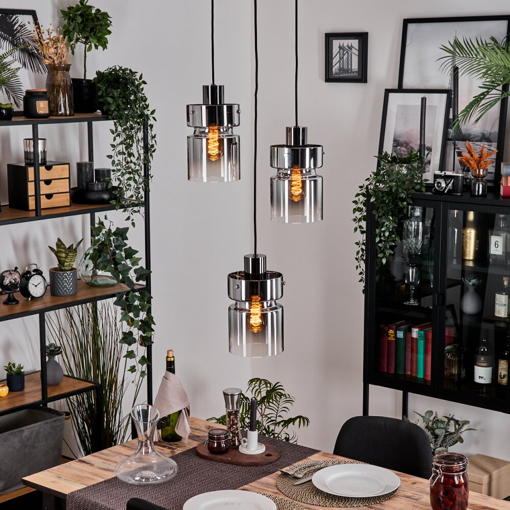 Hasvik Hanglamp, Hanglamp Chroom, Zwart, 3-lichts main product photo