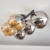 Gastor Plafondlamp, Kogellampje Amber, Chroom, Rookkleurig, 5-lichts