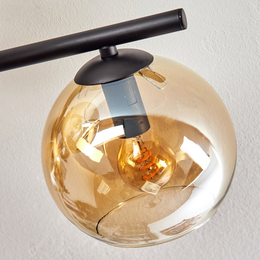 Gastor Plafondlamp, Kogellampje Amber, Chroom, Rookkleurig, 5-lichts