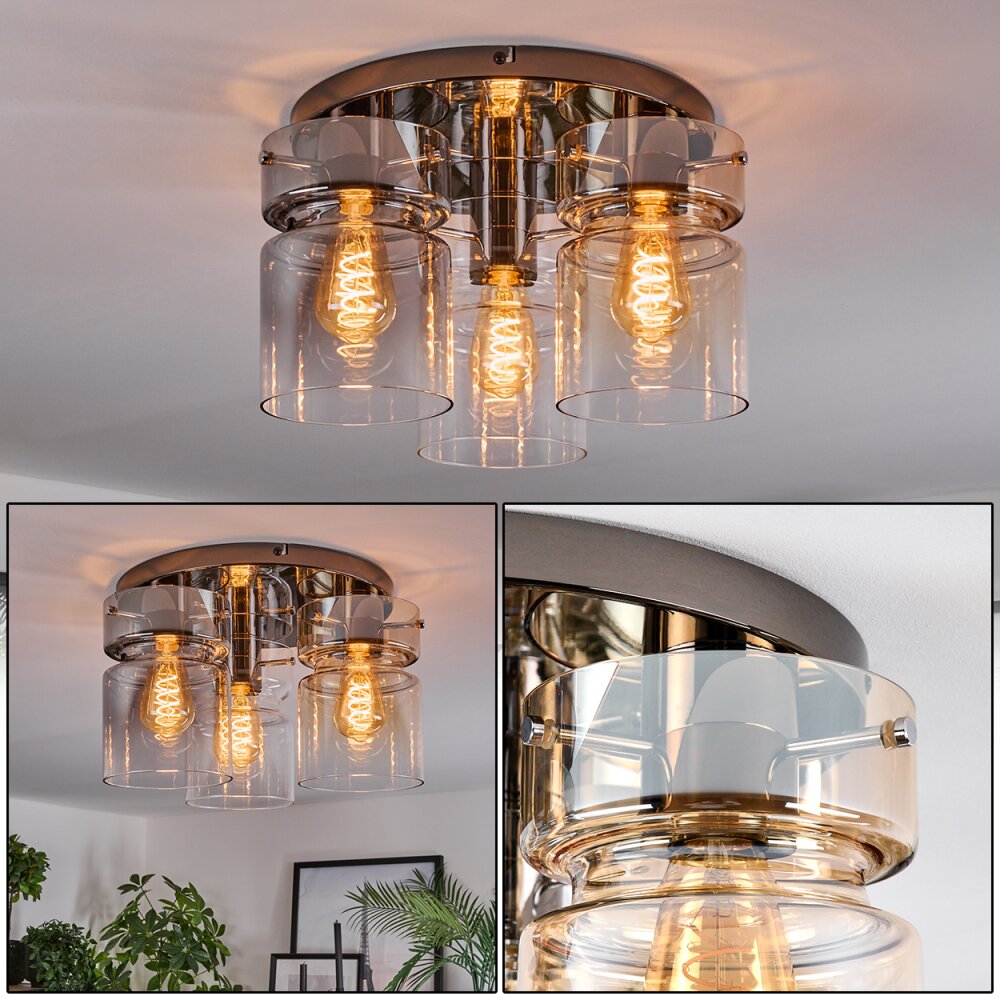 Hasvik Plafondlamp, Plafondspot Chroom, Zwart, 3-lichts main product photo