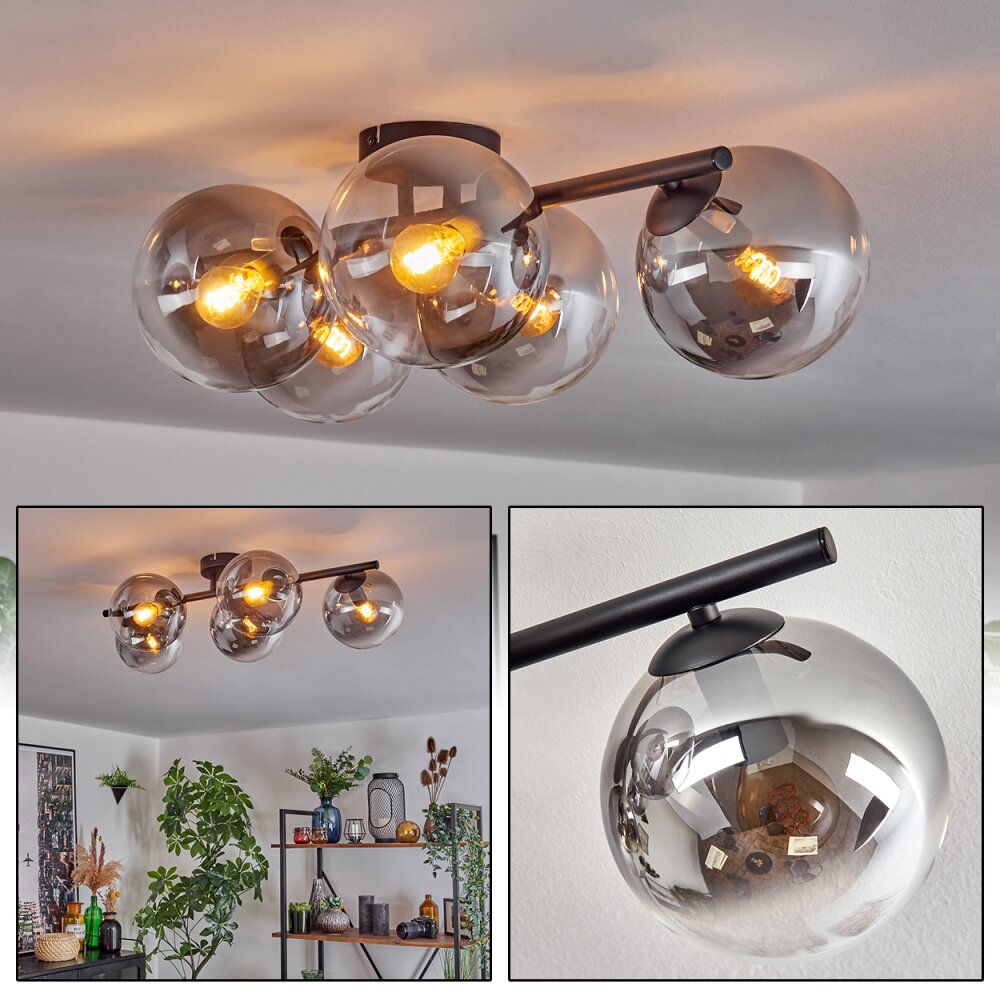 Gastor Plafondlamp, Kogellampje Duidelijk, Rookkleurig, 5-lichts main product photo