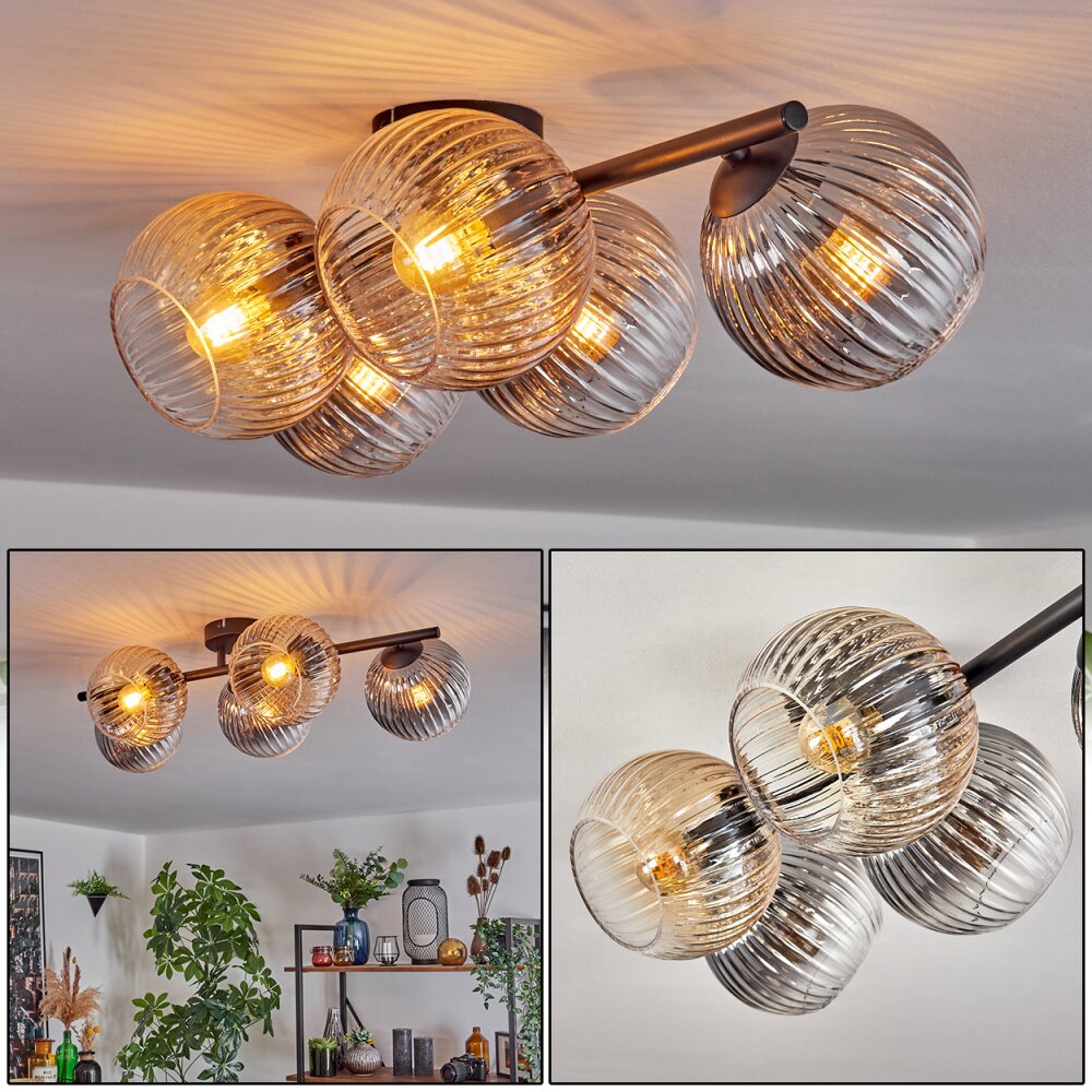 Gastor Plafondlamp, Kogellampje Amber, Duidelijk, Rookkleurig, 5-lichts main product photo