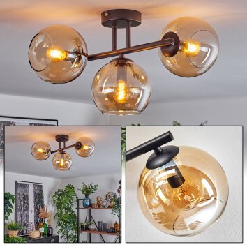 Koyoto Plafondlamp, Kogellampje Amber, 3-lichts