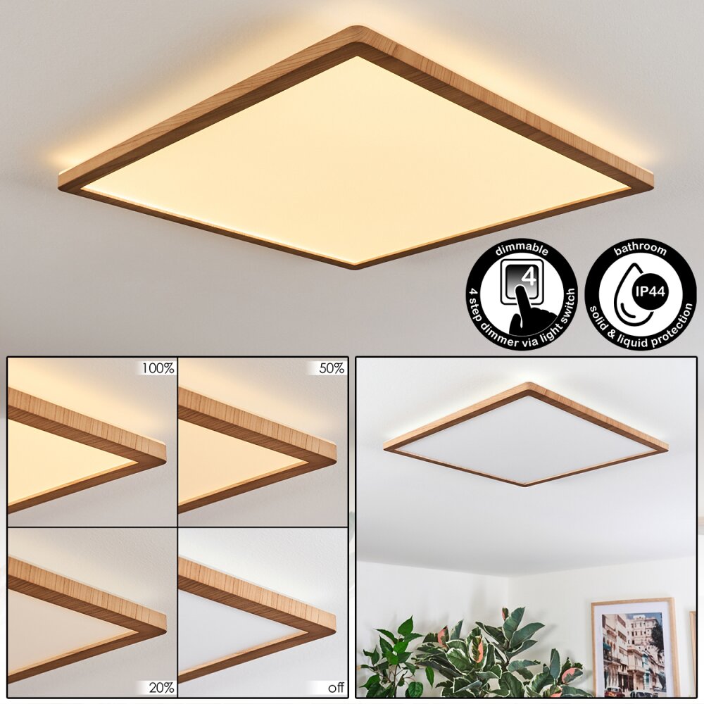 Antra Plafondlamp, Paneel LED houtlook, Wit, 1-licht main product photo