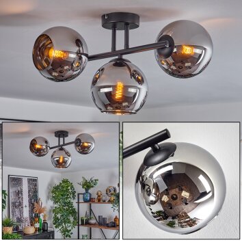Koyoto Plafondlamp, Kogellampje Chroom, Rookkleurig, 3-lichts