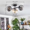 Koyoto Plafondlamp, Kogellampje Amber, Duidelijk, Rookkleurig, 3-lichts