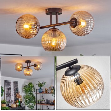 Koyoto Plafondlamp, Kogellampje Amber, 3-lichts