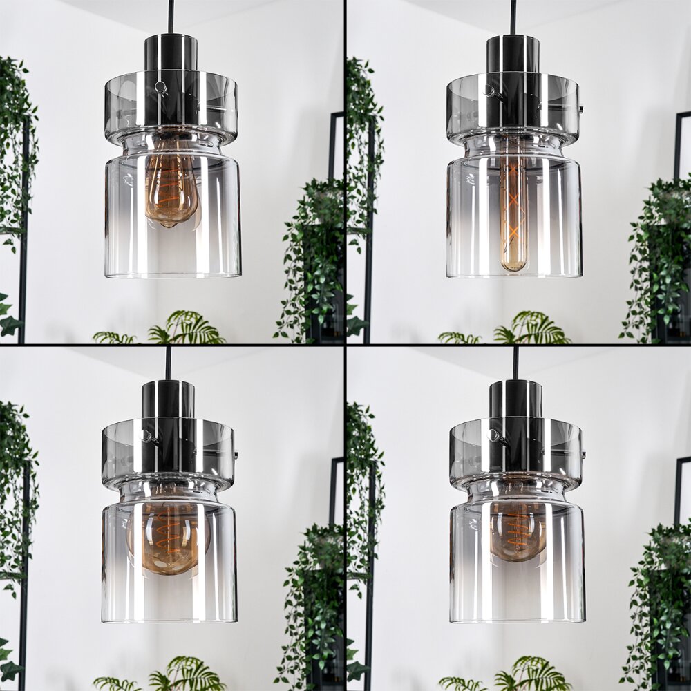Hasvik Hanglamp, Hanglamp Chroom, Zwart, 1-licht