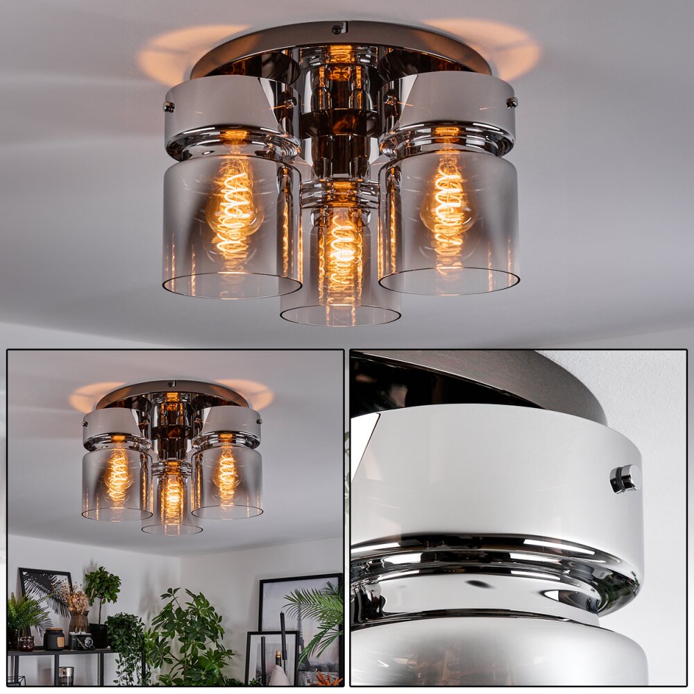 Hasvik Plafondlamp, Plafondspot Chroom, Zwart, 3-lichts main product photo