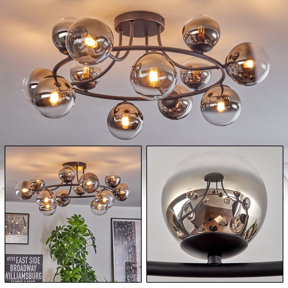 Chehalis Plafondlamp, Kogellampje 76 cm Chroom, Duidelijk, Rookkleurig, 12-lichts main product photo