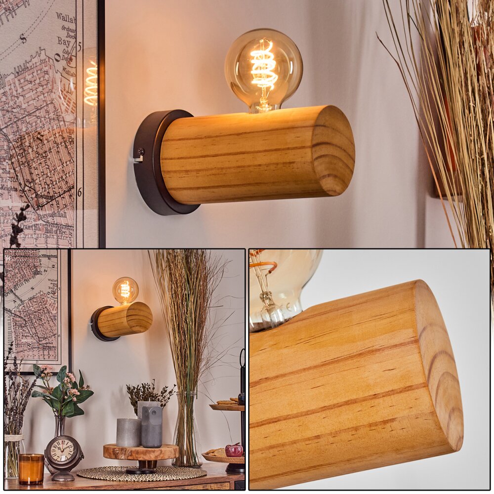 Argea Wandlamp, Muurspot Natuurlijke kleuren, Zwart, 1-licht main product photo