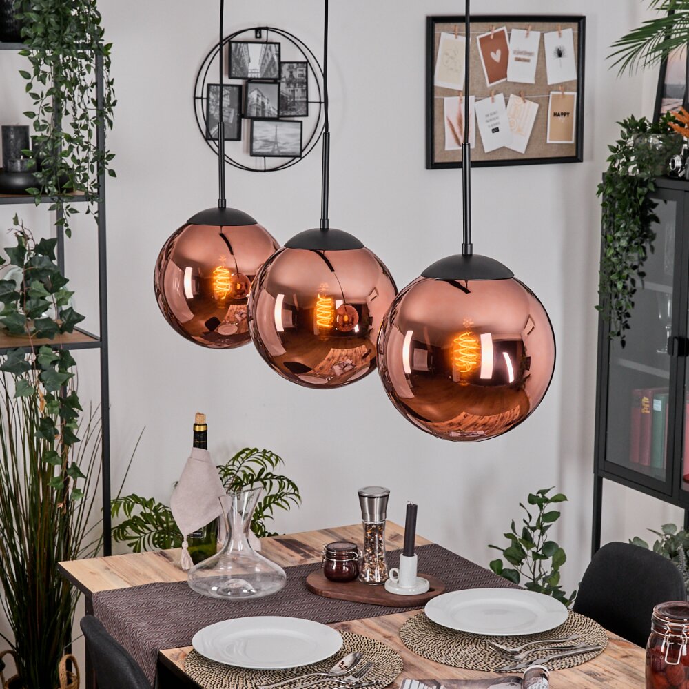 Gastor Hanglamp, Kogellampje, Hanglamp Koperkleurig, 3-lichts main product photo