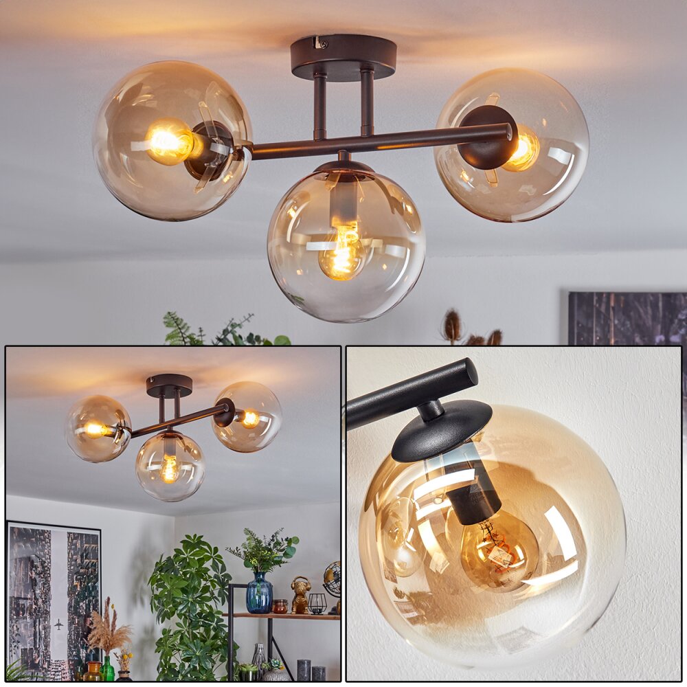 Gastor Plafondlamp, Kogellampje Amber, Duidelijk, 3-lichts main product photo